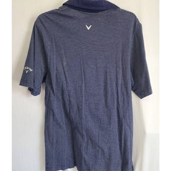Callaway Golf Shirt Mens Size Large Navy Blue  White Stripes Size Large D11 - Picture 2 of 5